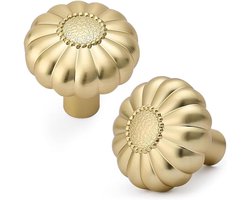 6 stuks - Meubelgrepen Goud - Pompoen Ladeknoppen - Geborsteld Messing Kastknoppen - Vintage Handgrepen voor Dressoir & Keukenkast - Inclusief Schroeven