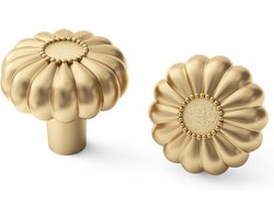 6 stuks - Meubelgrepen - Gouden Dressoirknoppen - Ladeknoppen - Kastgrepen - Hardwaregrepen - Geborsteld Messing - Vintage Handgrepen - Goud