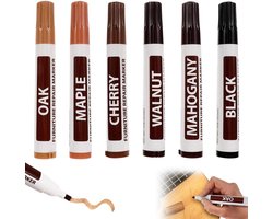 6 stuks meubelreparatiestiften meubelmarkers retoucheerstiften voor houten meubels voor krassen/vlekken/verkleuring - ShopVlot