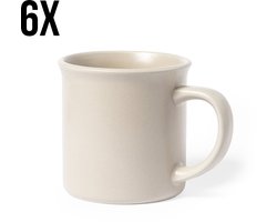 6 stuks - Mok - Koffiemok - Theemok - Koffiemokken met oor - Servies - Keramiek - 300 ml - Naturel