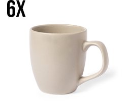 6 stuks - Mok - Koffiemok - Theemok - Koffiemokken met oor - Servies - Keramiek - 470 ml - Naturel