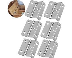 6 Stuks -Onzichtbaar meubelscharnier - Keukenkast scharnieren - Meubelscharnieren - Klepscharnier - 41x12 mm - Zilver - 5-gaats
