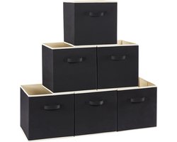 6 stuks Opbergdoos voor Kleding en Speelgoed- Duurzaam non-woven materiaal - Opvouwbaar ontwerp - Multifunctioneel en veelzijdig-33*33*33CM- zwart