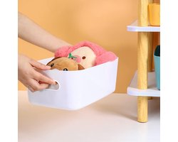 6 stuks organizerbox, opbergdoos, mand opbergmand dozen kunststof, voor keuken, kantoor, badkamer, kast, laden multifunctionele opbergdozen (24 x 18 x 10 cm, wit)