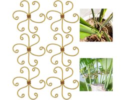 6 stuks - plantenstengel ondersteuning - plantenstengel houder - ijzeren Monstera-plantenondersteuning - verstelbare houder - tuinaccessoires - voor een bloeiende groei van klimplanten - 11*11 cm - goud
