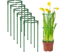 6 Stuks plantensteunpalen - Steunframe - Plantensteunen - Klimrek voor kamerplanten - Stapelbaar - ondersteuning voor tuinbloemen - Halfrond - Plantenkooi voor tomaten, monstera's, pioenrozen, hortensia's en klimplanten - Groen