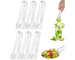 6 stuks - plastic serveertangen - transparante serveertangen - 6,3 inch mini-serveergerei - ijstangen - voor buffetten, bars, keukens, barbecues, hapjes en taarten