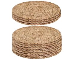 6 STUKS Ronde geweven placemats, natuurlijke placemats, 12 inch rotan placemats -Onderlegger - Hitte bestendig - Boerderij Boho gevlochten placemats