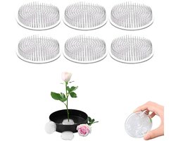 6-stuks Ronde zuignap voor bloemstukken - Transparante bloemschikker - Waterdicht - Eenvoudig bloemen schikken - Drie zuignappen aan de onderkant - Geschikt voor plantendecoratie, evenementen, bruiloften - Transparant
