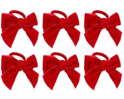 6 Stuks Rood Fluwelen Servetringen voor Feestdecoratie