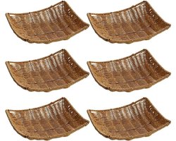 6 stuks rotan gevlochten snackbord, eettafel, fruitschaal, gevlochten fruitmand, brood, snoepschaal, decoratie voor op het bureau voor snoep