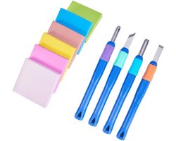 6 Stuks Rubber Stempel Snijblok met 4 Stuks Snijbeitels, Stempel Snijset voor Scrapbooking, Kaarten en DIY Projecten in Diverse Kleuren