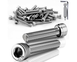 6 stuks schroeven M5 x 120 mm cilinderkopschroeven DIN 912 roestvrij staal A2 V2A zeskantschroeven cilinderschroeven met binnenzeskant volledige schroefdraad inbusschroeven voor mechanische