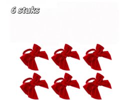 6 stuks - Servetring - Kerststrik Servetring - Rode fluwelen servethouder - Kersttafeldecoratie Feestelijke servetring - Servethouder - Tafelaccessoires - Creatieve servethouders voor hotels en huizen - Rood