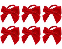6 stuks servetringen in rood fluweel met strik voor elegante tafeldecoratie bij feesten, bruiloften en diners