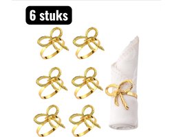 6 stuks - Servetringen - Strik Servetringen - Feestelijke Servetringen voor Kersttafel Decoratie- Servethouders - Tafel accessoires - Minimalistische Bruiloft Servetringen - Creatieve Servethouders voor Hotel en Hui - Goud