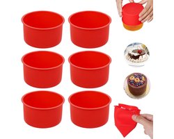 6 stuks - Silicone cupcake vormpjes - Cakevormen - Sileconen cupcake vormpjes -Bakvorm voor DIY Bakken - Rond - rood - 10x6cm - voor Taart - Cheesecake - Mousse