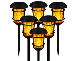 6 Stuks - Solar Tuinfakkel met sensor – Tuinverlichting op zonne-energie – Buitenverlichting