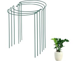 6 stuks - Steunring - Plantensteun - Tuinplantenpaal - Buiten/Binnen - Halfrond - Voor Pioenrozen, Tomaten, Rozen, Klimplanten (25 cm B x 40 cm H) - Groen