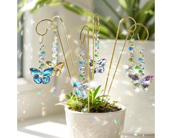 6 Stuks Tuinstekers - Gekleurde Vlinder Suncatcher - Plantensteun - Plantenstandaard - Zonnevanger - Zonnehanger - Raam Hanger - Woondecoratie - Cadeau - Voor Stengels en Bloemen - Voor Vensterbanken, Balkons of Potplanten