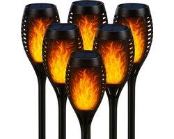 6 Stuks - Tuinverlichting op zonne-energie - Fakkel - Buitenverlichting - LED - Vlam Effect - Tuinverlichting