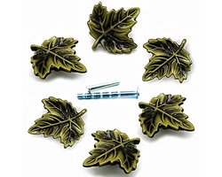 6 Stuks Unieke Bronzen Gebladerte Ladeknoppen - Stevige Antieke Kastknoppen voor Dressoirs en Meubels