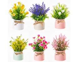 6 Stuks Van Kunstmatige Bloempotten, Kleine Nep Planten, Mini Potplanten, Geschikt Voor Home Office Desktop Decoratie, Binnen En Buiten Eettafel Bruiloft Decoratie