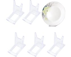 6 stuks verstelbare bordenhouders van acryl voor platte borden en foto's - ideaal voor tafelkaarten en kookboeken - bordenstandaard voor display