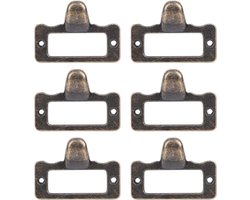 6 Stuks Vintage Bronzen Label Handgrepen voor Lades - Ideaal voor Archief, Organisatie en Decoratie