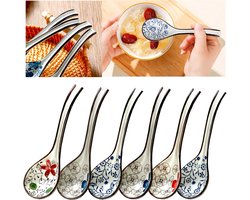 6 stuks witte porseleinen soeplepels - ramen - pho - wonton - noedels - miso - restaurant - keuken - Chinese keramieken soeplepels 16.5 cm