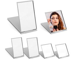 6 stuks zakspiegels, klein, kleine spiegel met aluminium schaal, ultradunne zakspiegel, inklapbare reisspiegel, inklapbare reisspiegel, make-upspiegel voor reizen, school, camping en make-up