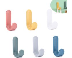 6 Stuks - Zelfklevende haken - voor wandmontage - decoratieve houder - voor handdoeken/hoeden/douche/keuken/woonkamer/kantoor