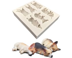 6-Vaks Honden Siliconen Vorm voor Bakken en Taartdecoratie - Geschikt voor Fondant en Chocolade - Corgi en Franse Bulldog Thema - Keuken Gereedschap voor Suikerwerk en Gum Paste - Handig voor Creatief Bakken