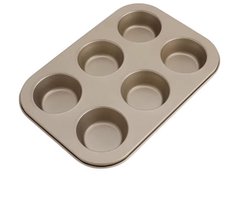 6-Vaks Muffin & Cupcake Bakvorm – Antiaanbaklaag – Ovenbestendig Bakblik - muffin tray - Goudkleurig - Kook- en Bakgerei