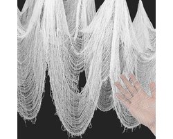 6 x 1.50M Wit Halloween Doek - Enge Kaasdoek, Grote Horror Decoratie Voor Binnen en Buiten - Gotisch Halloween Feest Tafel Decoratie en Deuren Gordijn