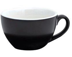 6 x Mat zwarte cappuccino kopjes Nero - 22 cl. zonder schotel