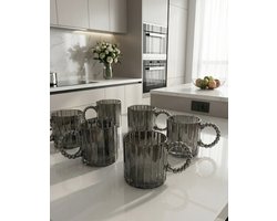 6 zwart getint glazen - 330ml