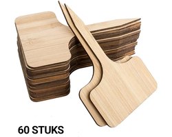60 Houten Plantenlabels - Wit - Steeketiketten - Plantenstekers - Moestuin bordjes - Plantlabels - Sleufetiketten - Plantenbordjes - Moestuin Labels
