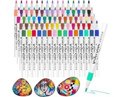 60 Kleurige Acrylstiften voor Creatief Schilderen op Steen, Hout, Glas en Textiel - Professionele Viltstiften voor Kunstprojecten en DIY Decoratie