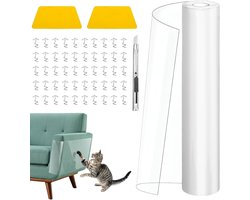 60 m Bescherming voor Banken en Meubels, Katten Krabset, 30 cm x 5 m, Krasbestendig en Transparant, Zelfklevend voor Deuren en Huisdieren