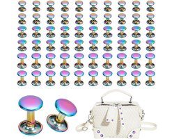 60 Sets Metal Colorful Rivet Stud - Rainbow Double Round Leather Rivets - 9/10/11.5mm Tubular Metal Rivet Spike Studs voor Leerbewerking en Decoratie