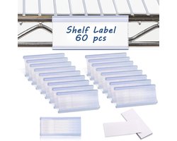 60 Stuks Draadplanklabelhouders met Papieren Invoegen voor 1-1/4 Inch Rekken, Verwijderbare Heldere Plastic Labelhouders voor Retail en Opslag, Ideaal voor Organisatie en Identificatie