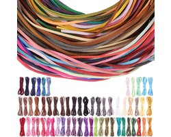 60 stuks gekleurde leren koorden voor halskettingen en armbanden - DIY knutselkoord