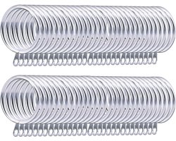 60 stuks metalen gordijnringen, hangende ringen voor gordijnroedes voor het ophangen van gordijnen, binnendiameter 38 mm (zilver)