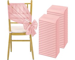 60 Stuks Satijnen Stoelsjerpen voor Bruiloft en Feesten - Roségouden Decoratie