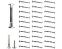 60 Stuks Verbindingsschroeven voor Meubels - 30x Meubel Schroeven en 30x Mof Schroeven M4 x 31-40mm - Ideaal voor Houten Planken, Kasten en Meubelverbindingen