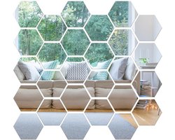 60 Stuks Zelfklevende Spiegeltegels - Hexagonale Acryl Spiegelstickerset - Wandspiegel voor Woonkamer - Slaapkamer - DIY Decoratie - Kamers Decoratie - Esthetische Decoratie