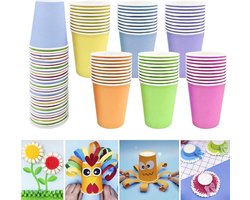 60 Wegwerpbeker Set - Geschikt voor Feestjes - Barbecues - Picknicks - DIY Creaties - Zes Kleuren