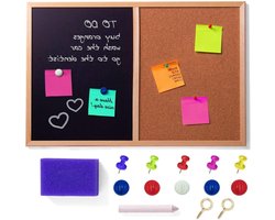 60 x 40 cm 2in1 Krijt Magnetisch Bord Kurk Prikbord - Kinderen - Houten Lijst - Krijt Spons Pinnen - Magneten - EU - Keuken Kantoor