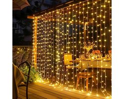 600 LED-gordijnverlichting, steekbare lichtsnoeren voor de slaapkamer, hangende kerstverlichting voor buiten voor raam, achtergrondmuur, bruiloft, patio, binnenhuisdecoratie voor studentenhuis en feest, warm wit - 6*3m